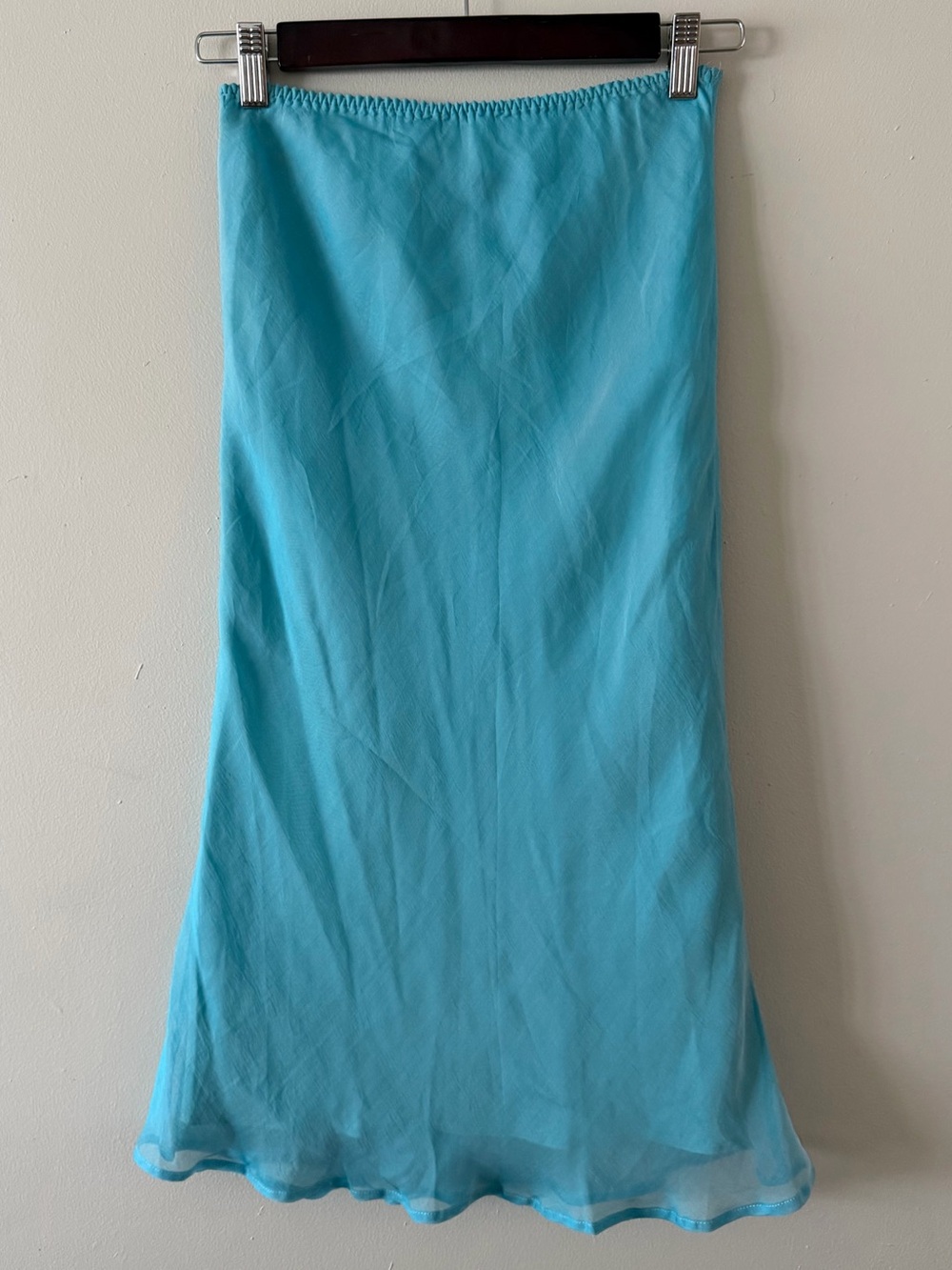 Vintage Paul & Joe 100% Silk Turquoise Blue Sheer Slip Skirt Fairy